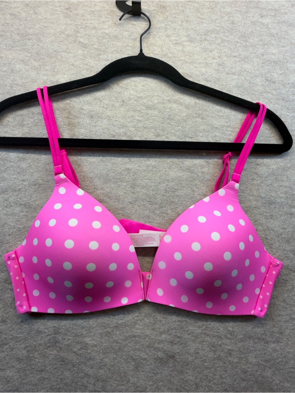 Victoria’s Secret Pink Polka Dot Wireless Bra 34B NWT Bright Pink